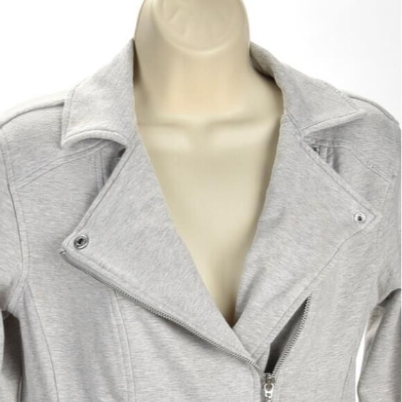 Womens H by Halston Grey Knit Moto Zip Up Jacket / Sweatshirt Size 4 - Picture 3 of 3